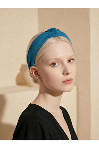 MegssStore Κορώνα με κόμπους από κρεπ σε μπλε βενζίνη χρώμα