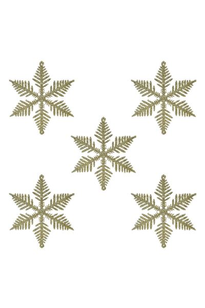 OEM Set Ornamente Brad de Craciun Fulgi Bej cu Glitter 10cm - 5buc