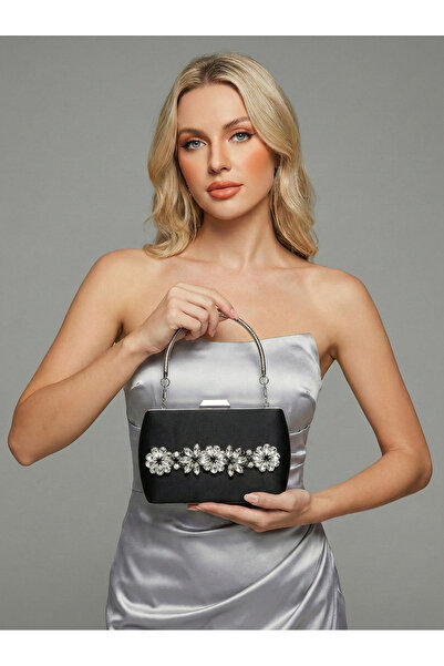 Biçanta Μαύρη πολυτελής τσάντα βραδινού φορέματος από κρύσταλλο και μεταλλική...