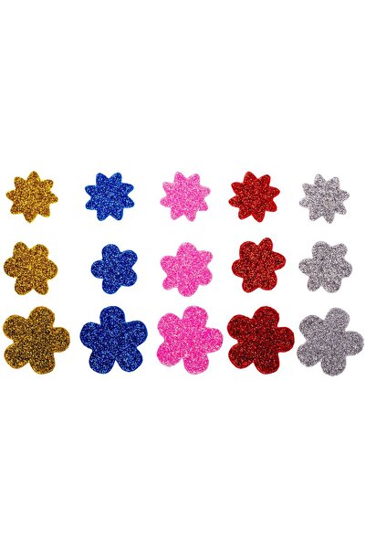 OEM Creative Set of Foam Stickers Flowers of Different Colors Glitter - 40pcs