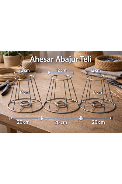 AHESAR TİCARET Ahesar Abajur Teli 3’lü Set | Metal Abajur İskeleti | Rattan &...