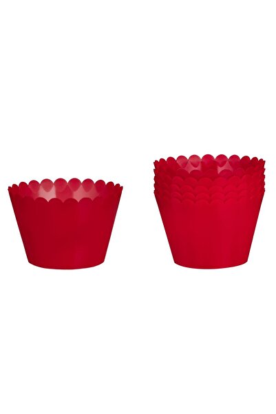 OEM Aparatoare Lumanare Anti Vant din Plastic Rosu Ø8x5cm - 6buc