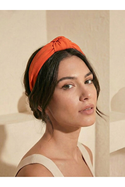 MegssStore Σκούρο Πορτοκαλί Κρεπ Κορώνα με Κόμπους