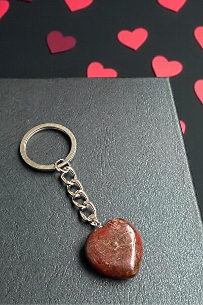 CRAZY TAKI TASARIM Jasper Natural Stone 2.5 cm Heart Keychain