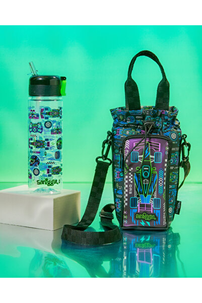 SMIGGLE حقيبة حمل الزجاجات من أكسليريت – حقيبة زجاجات بحزام (أسود / سلسلة أكس...