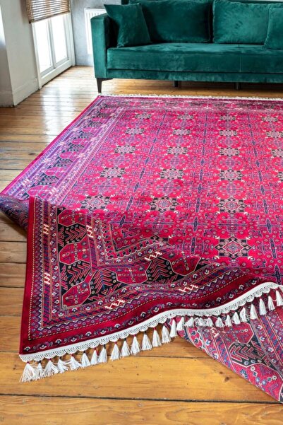 APEX HALI BURJ 8731BU Buhara Serisi Bordo Klasik Halı – Afgan Gül Motifli