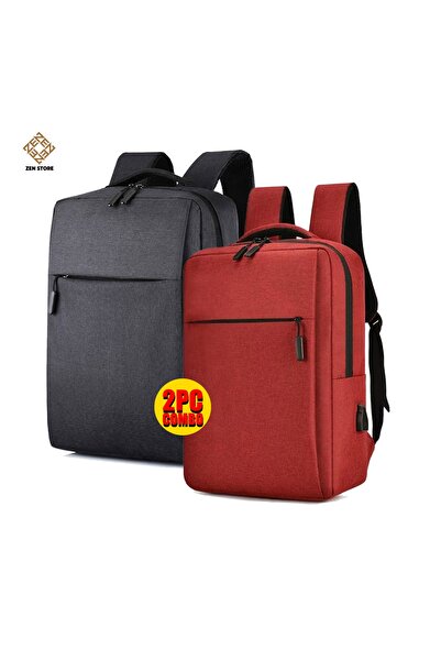 Zen Store 2 PC COMBO BLACK AND RED Laptop Backpack 15 16 Inch, Slim Durable L...