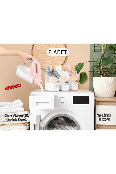 PraticBox 8’li 1900 ml Ölçekli Toz Deterjan Hava Almaz Çift Contalı Geniş Haz...
