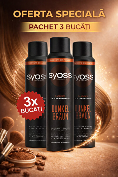 Syoss Promo package – Dry shampoo for dark brown hair, 3 x 200 ml
