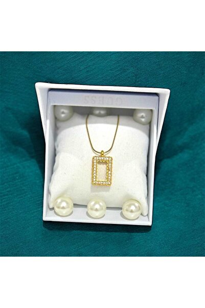 şinda takı İnce Zincirli Kolye Külçe Gram Altın Uyumlu Çerçeve Zirkon Kolye K...