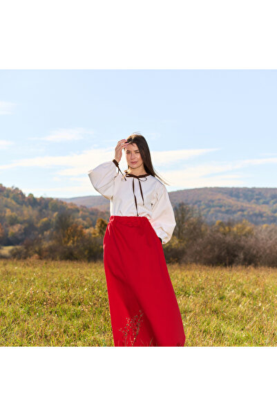 Nuvola slow fashion Red cotton wide-leg skirt