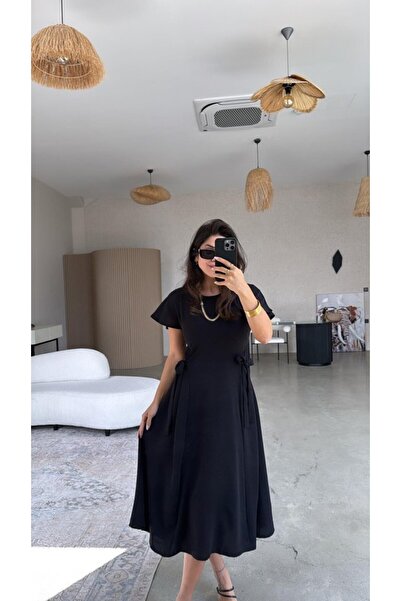 buğrahayalin Women's Aerobin Fabric Back Buttoned Belted Dress