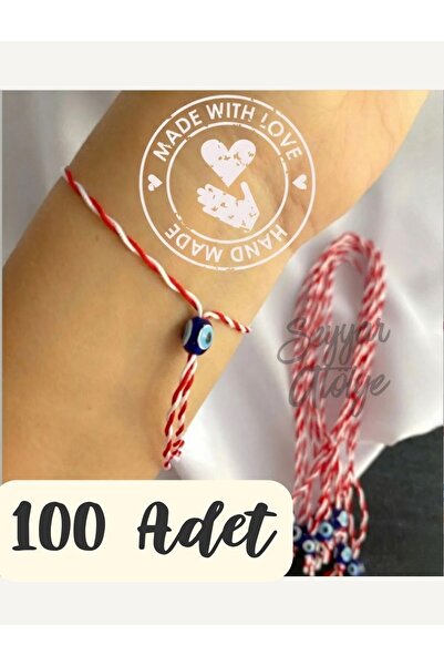 100 Pcs Evil Eye Beads Marteniçka Bracelet – Spring and Luck Wish Rope (Red White)
