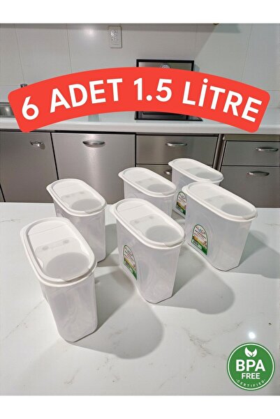 Alaca 1.5 Liter 6 Pieces Food and Grain Storage Container Pantry Box Set of 6...