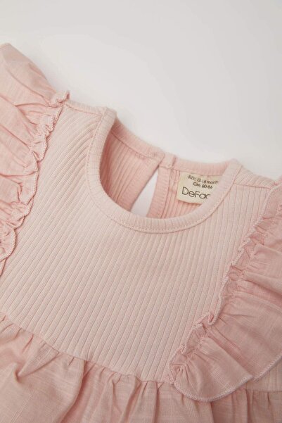 DeFacto Baby Girl Crew Neck Short Sleeve T-Shirt Corded Fabric Ribbed Knit (2...