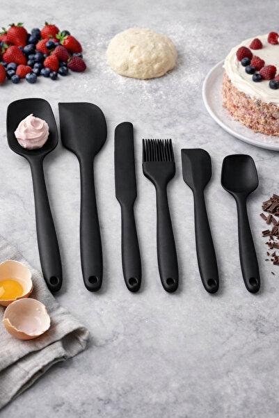 Emal Home 6-Piece Fireproof Non-Stick Silicone Kitchen Utensil Set – Black