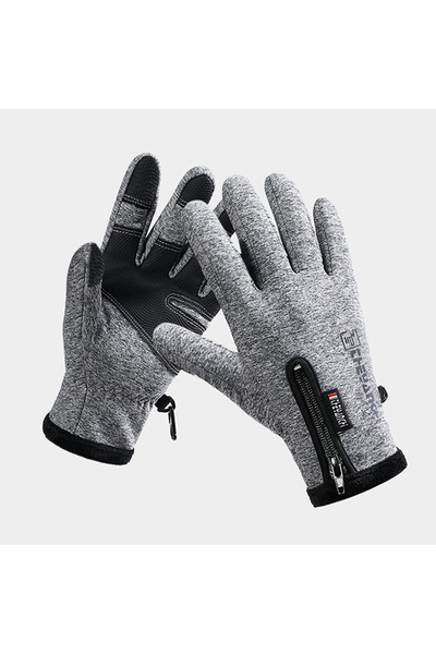Choice L grey Outdoor Winter Gloves For Men Waterproof Thermal Fleece Lined R...