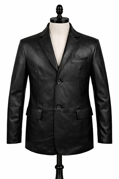 DESAR ERKEK HAKİKİ PUNTOLU BLAZER DERİ CEKET