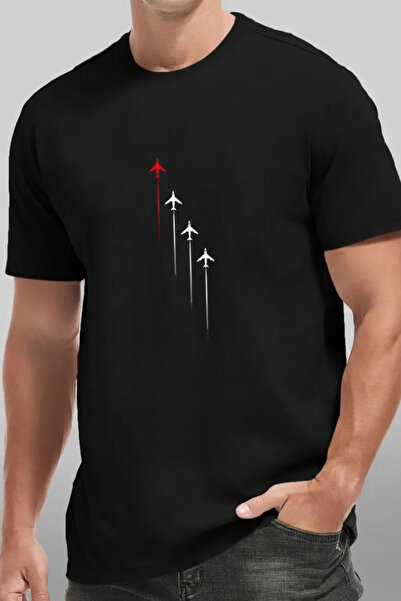 EFFRENATU Unisex Airplane Printed Crew Neck T-Shirt