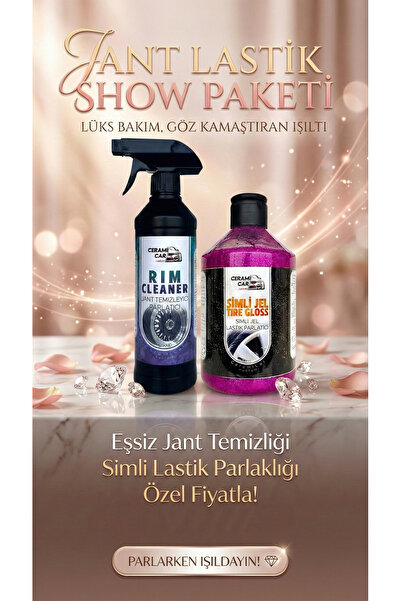 Ceramicar Custom Jant & Lastik Show Paketi - (PEMBE) Simli Jel Parlatıcı + Ja...