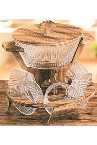 Generic Elegant 8-piece soup set with wooden stand