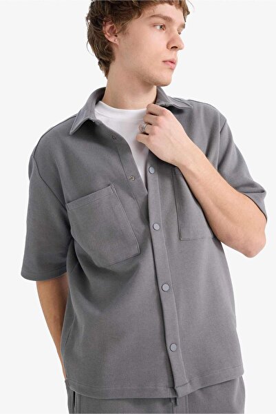 DeFacto 100% Cotton Boxy Fit Shirt F8616Ax26Sp