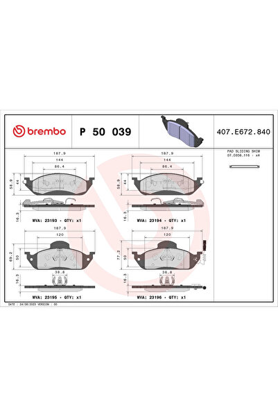 Brembo Brake Pad Set Disc Brake Mercedes-Benz M-Class