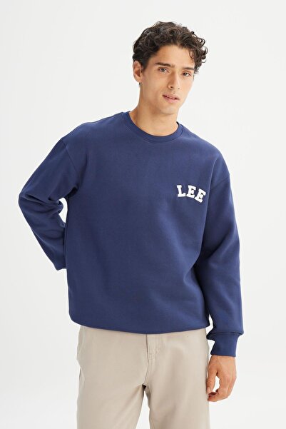 Lee Pamuklu Relaxed Fit Bisiklet Yaka İçi Polarlı Logo Detaylı Sweatshirt