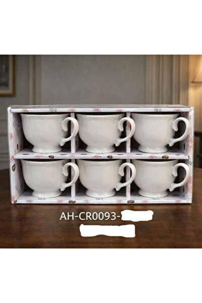 Gerenic White ceramic tea or coffee cups packed in a box of 6 pieces.