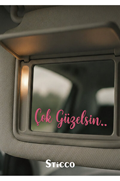 Sticco Çok Güzelsin Güneşlik Ayna Yazısı RENKLİ SERİ Araba-Motosiklet Cam Eti...
