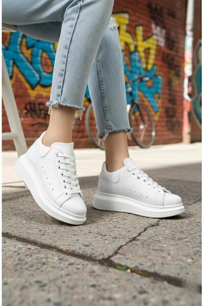 Saks Gardrop Casual Sneaker Γυναικεία Αθλητικά Παπούτσια με κορδόνια Λευκά