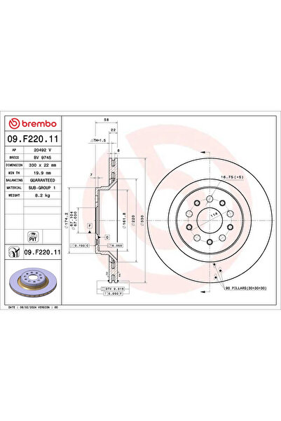 Brembo Disc Frana Maserati Ghibli 3/Levante Suv/Quattroporte 6