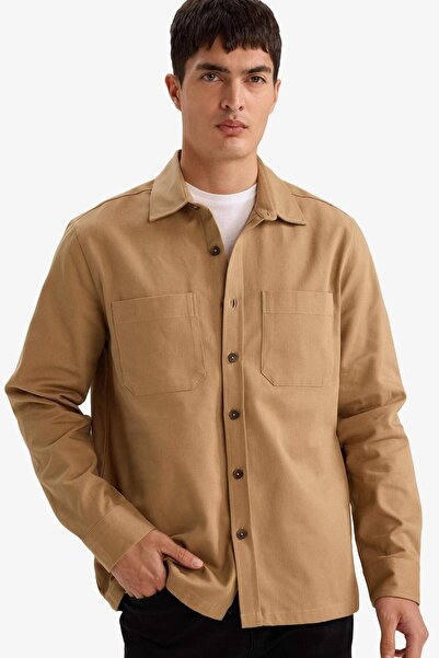 DeFacto Regular Fit Polo Collar Gabardine Long Sleeve Shirt G5341Ax25Wn