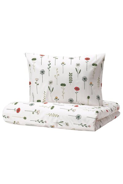 IKEA NATTSLÄNDA Duvet cover + pillowcase, multicolor floral pattern, 150 x 20...