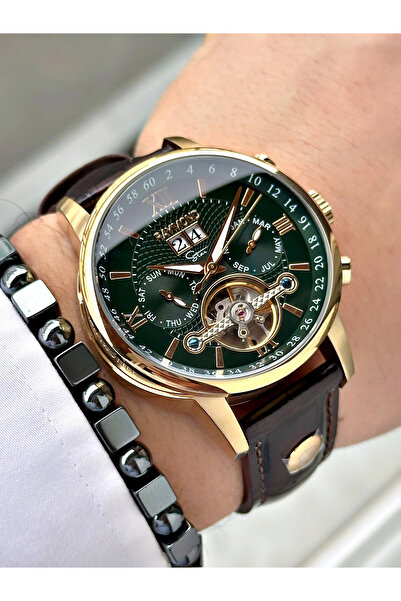 Raymond Özel Seri Otomatik Diplomat Klipsli Deri Kordon Erkek Saati