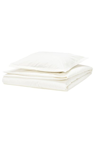 IKEA HAMPFLOCKEL Husă pilotă + față de pernă, alb, 150 x 200/50 x 60 cm