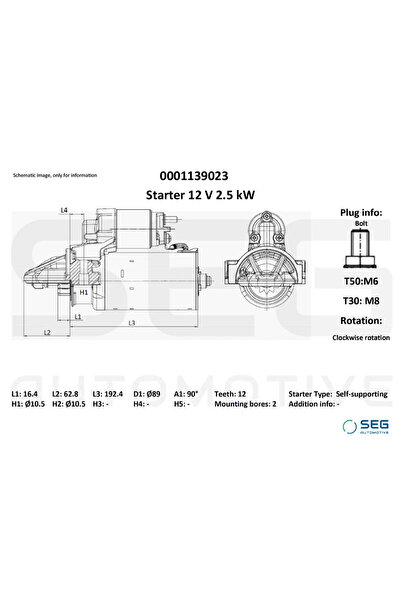 SEG Automotive Starter Citroen Jumper 2 Bus/Jumper 2 Caroserie/Jumper 2 Plato...