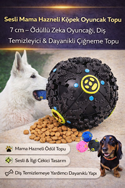 Hane Dostu Sesli Mama Hazneli Köpek Oyuncak Topu 7 cm – Ödüllü Zeka Oyuncağı,...