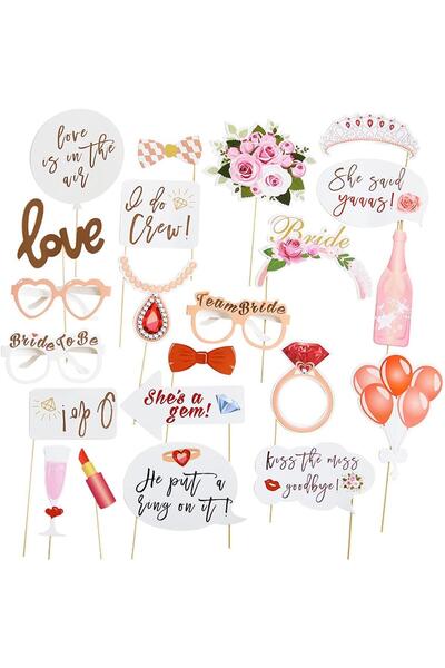 Arabest ٢٣ قطعة من الفقاعات الوردية - إكسسوارات مرحة لالتقاط صور السيلفي في ك...