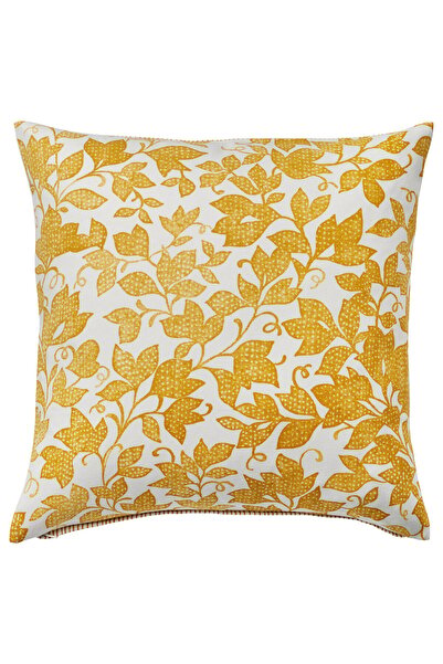 IKEA FJUNKLOCKA Pillowcase, yellow/white, 50 x 50 cm