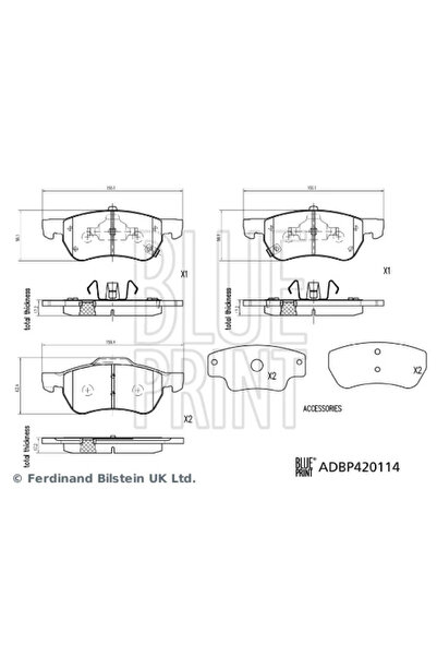 BLUE PRİNT Set Placute Frana Frana Disc Punte Fata Mg Mg 350/Mg 5/Mg Zs Suv