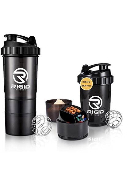 RIGID FITNESS مخفوقات البروتين (عبوتان سعة 500 مل) - مخفوق مانع للتسرب مع حجر...
