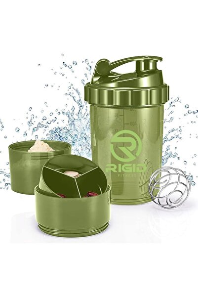 RIGID FITNESS زجاجة خلط البروتين (500 مل) شفافة - زجاجة خلط مانعة للتسرب مع م...