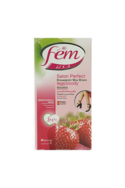Fem Salon Perfect Strawberry Wax Strips for Legs & Body- 20 Pieces