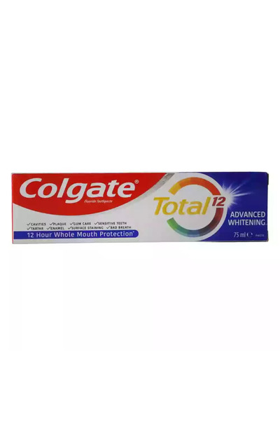 Colgate معجون أسنان توتال 12 أدفانس لتبييض الأسنان بالفلورايد - 75 مل