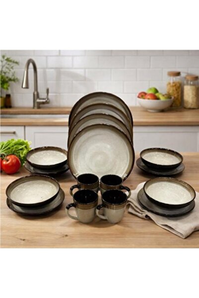 Generic Modern Porcelain Dinner Set in Earthy Color – 16 Pieces