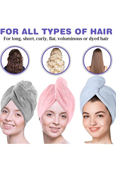 Generic Three-Pack Hair Drying Caps, Suitable For All Hair Types - Pink/Blue/...