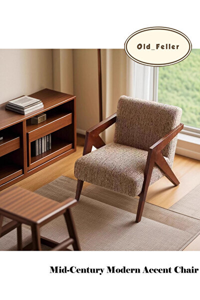 Old_Feller Mid-Century Modern Richard Armchair, Solid Wood Frame & Comfort Up...