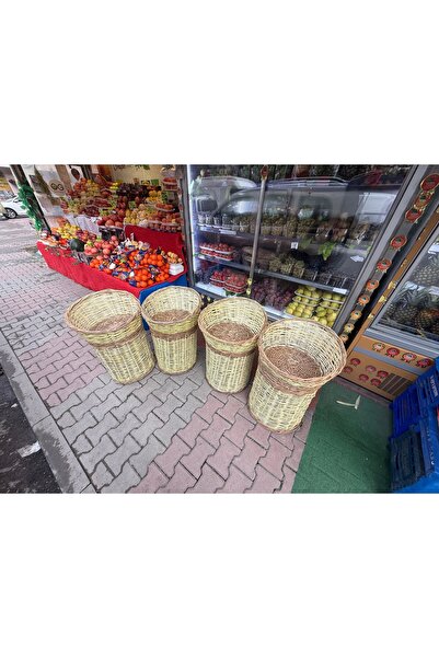 Hasır Yuvarlak Ayaklı Örgü Raf Reyon Tezgah Manav Kuru Yemişçi Yumurta Sepeti