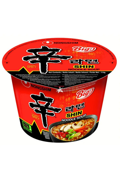 nongshim نودلز شين الحارة الفاخرة، نودلز رامين كورية حارة في أكواب - 114 غرام